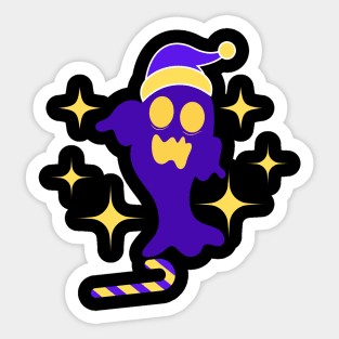 Funny Halloween Christmas Ghost with Candy Canes Sticker